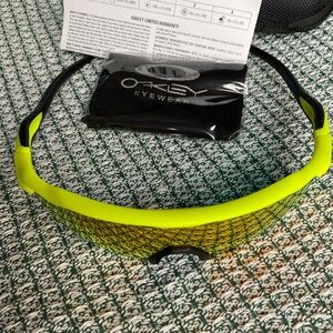 Oakley Neon Yellow Shield Sunglasses with Gold Mirrored Lens